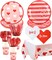 Valentines Day Plates and Napkins Sets - Serves 16 - Includes Paper Cups Cutlery for Valentine Decor Party Supplies Paper Straws Valentines Day Decor Valentine's Day Decorations